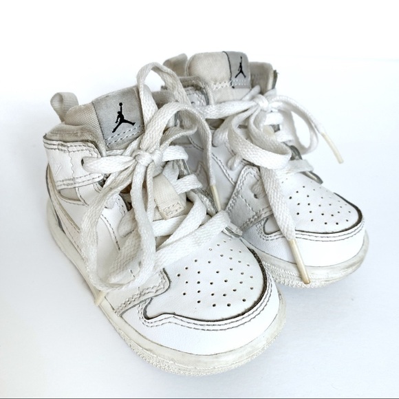 Nike Air Jordan 1 Retro White Leather Toddler 4C - Picture 1 of 11